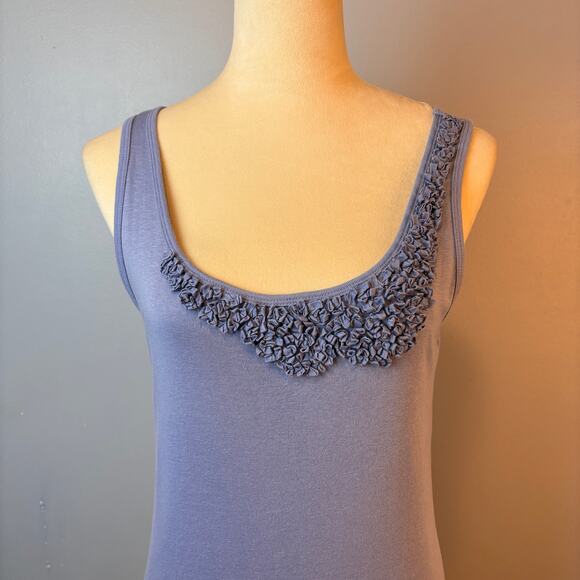 Talbot's Ruffle Tank Soft Pima Cotton Petite Medium Blue - Picture 3 of 7